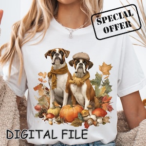 Fall Boxer Dog PNG: Thanksgiving Digital Design (Digital Download)