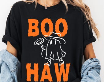 Boo Haw Ghost Cowboy PNG, Western Halloween Sublimation Design (Digital Download)