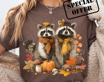 Fall Raccoon Shirt Design: Thanksgiving Animal Lover PNG (Digital Download