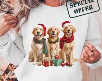 Golden Retriever Christmas PNG: Festive Dog Design (Digital Download)