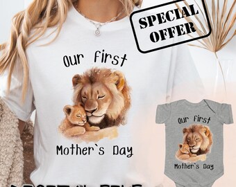 Mom and Baby Lion Matching PNG, Mother's Day Design (Digital Download)