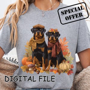 Fall Rottweiler Dog PNG: Thanksgiving Shirt Design (Digital Download)