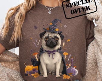 Halloween Pug PNG, Witchy Shirt Design (Digital Download)