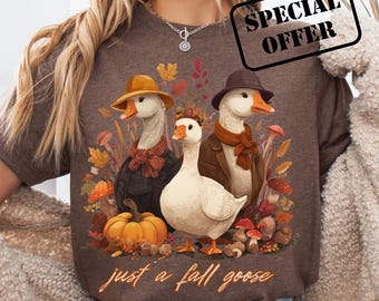 Fall Goose PNG, Thanksgiving Animal Design (Digital Download)