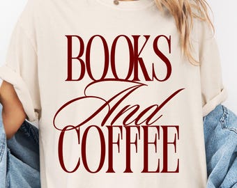 Libri e caffè PNG, design grafico a tema libri (download digitale)