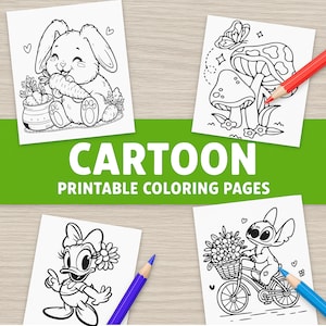 Easy Cartoon Coloring Pages for Kids – Printable Fun for Toddlers, Preschoolers & Kindergarten Kids – Easy, Fun Pages for Preschool PDF.PNG.
