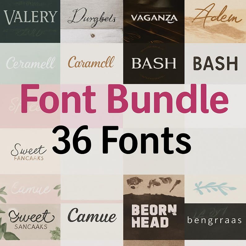 36 Font Bundle, Handwritten Fonts, Calligraphy Fonts, Cricut Font ...