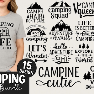 Camping SVG Bundle, Camping Hoodie SVG, Camping Life svg, Happy Camper svg, Camping Shirt svg, Hiking svg, Cut Files for Cricut, Silhouette