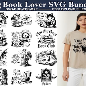 Reading Bundle 27designs SVG, Floral books svg, Book lover svg bundle, Books bundle svg, Pile of books bundle svg, Book dragon svg