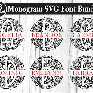 Split Fancy Monogram Alphabet SVG, PNG, Split Monogram Frame Alphabet, Cut File for Cricut, Silhouette, 26l Svg Png Dxf Cut Files