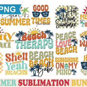 Retro Summer  Png Bundle, Trendy SummerFront and Back  Summer Beach Vibes Svg, Ocean , Vacation Summer Season