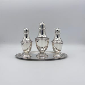 Job Art Set Sale Pepe Spezie Silver Plate 3 Dispenser con Vassoio Made in Italy idea regalo  Vintage Anni ’80-’90