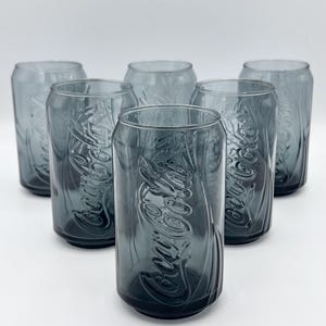 Coca‑Cola Set of 6 Can-Shaped Glasses, McDonald's Collection, Vintage Coca-Cola Colored Glass