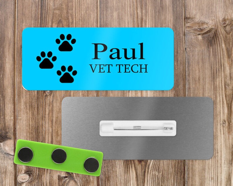 vet-name-tag-custom-paw-print-badge-name-badge-magnetic-or-etsy
