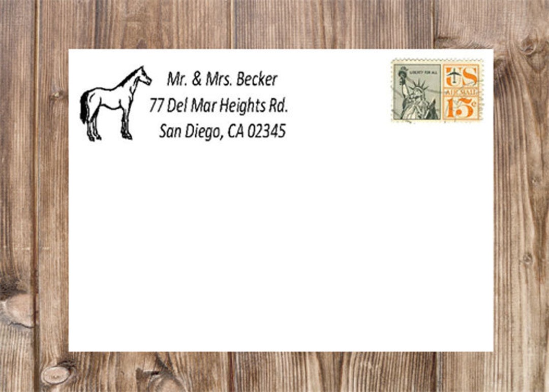 Horse Address Stamp, Personalized Rubber Selfinking Return Address