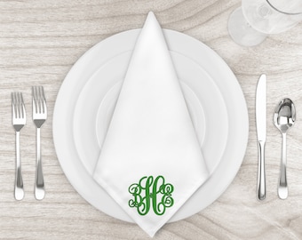 Personalized Dinner Napkins - Monogrammed Embroidered Cloth Napkin - 18" Cotton Blend