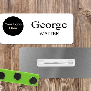 Custom Your Logo Name Tag, Logo Name Badge, Magnetic or Pin Back image 1