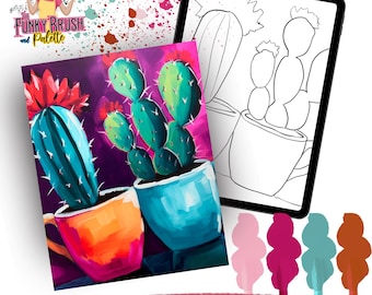 Kaktus-Farbe Party Vorlage - DIY-Malerei Tracer (Digitaler Download)