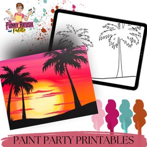 Palme Paint Party Printable - DIY Malvorlage und Tracer für Farbe und Sip, Kinder und Erwachsene Art Party, digitaler Download