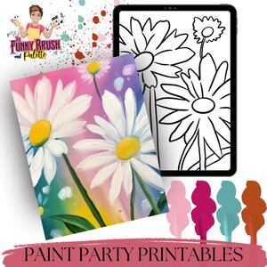 Daisy&#39;s Paint Party Printable - DIY Painting Template and Tracer for Paint and Sip, Kids  and adults Art Party , Digital Download