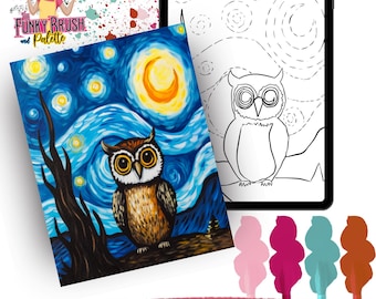 Van Gogh Owl Paint Party Template – DIY Art, Kids & Adults (Digital Download)