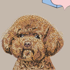 Red Poodle Machine Embroidery Design.  Blueprint Realistic Poodle Enthusiasts Dog Lover Mom New Dog Owner Congratulations Welcome Gift.
