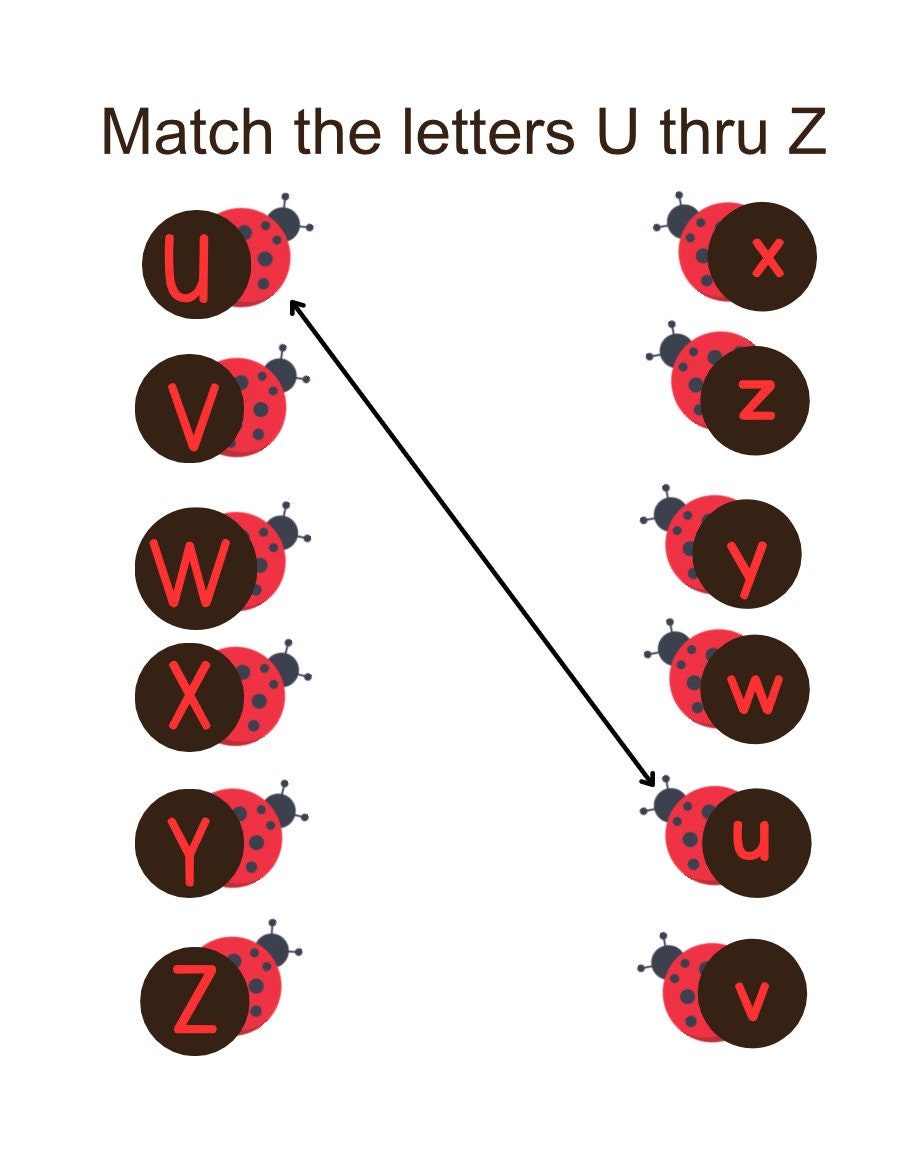 Ladybug Alphabet Match for Prek and Kindergarten, Age 3 to 5 Black and
