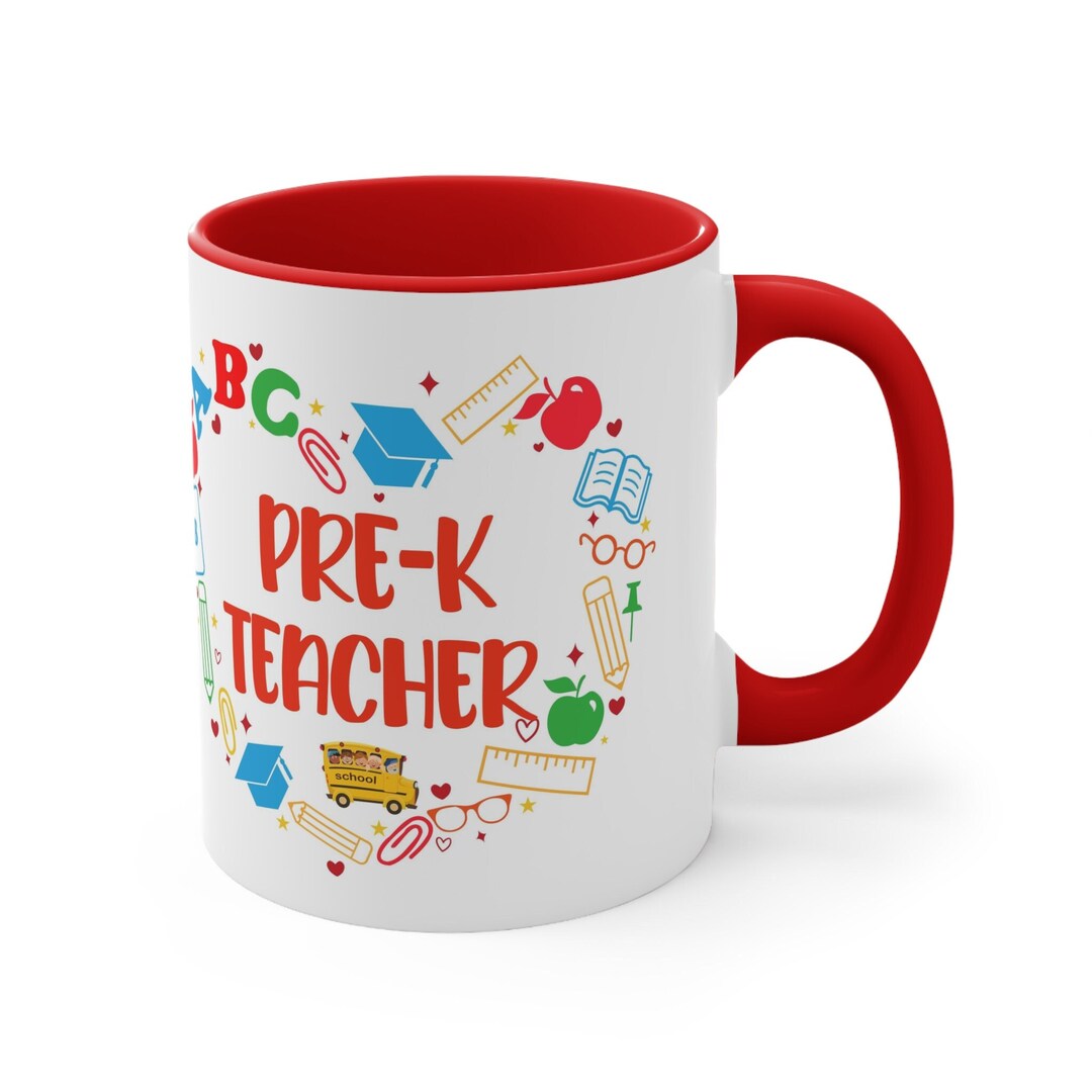 Prek Teacher Accent Mug for Educators, Aides, Teacher Retirement