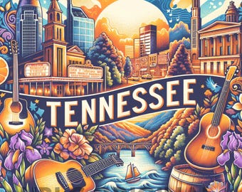 Rustic Tennessee Clip Art Bundle, State Graphic (png, svg, dxf, eps, jpg)