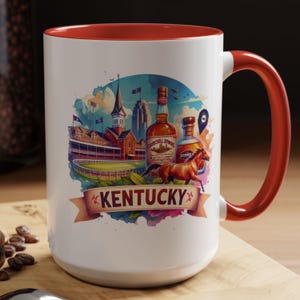 Kentucky Accent Coffee Mug.  15oz State hot beverage cup – Year-Round Gift for Kentucky Lover Visitor for Birthdays, Holidays, All Occasion.
