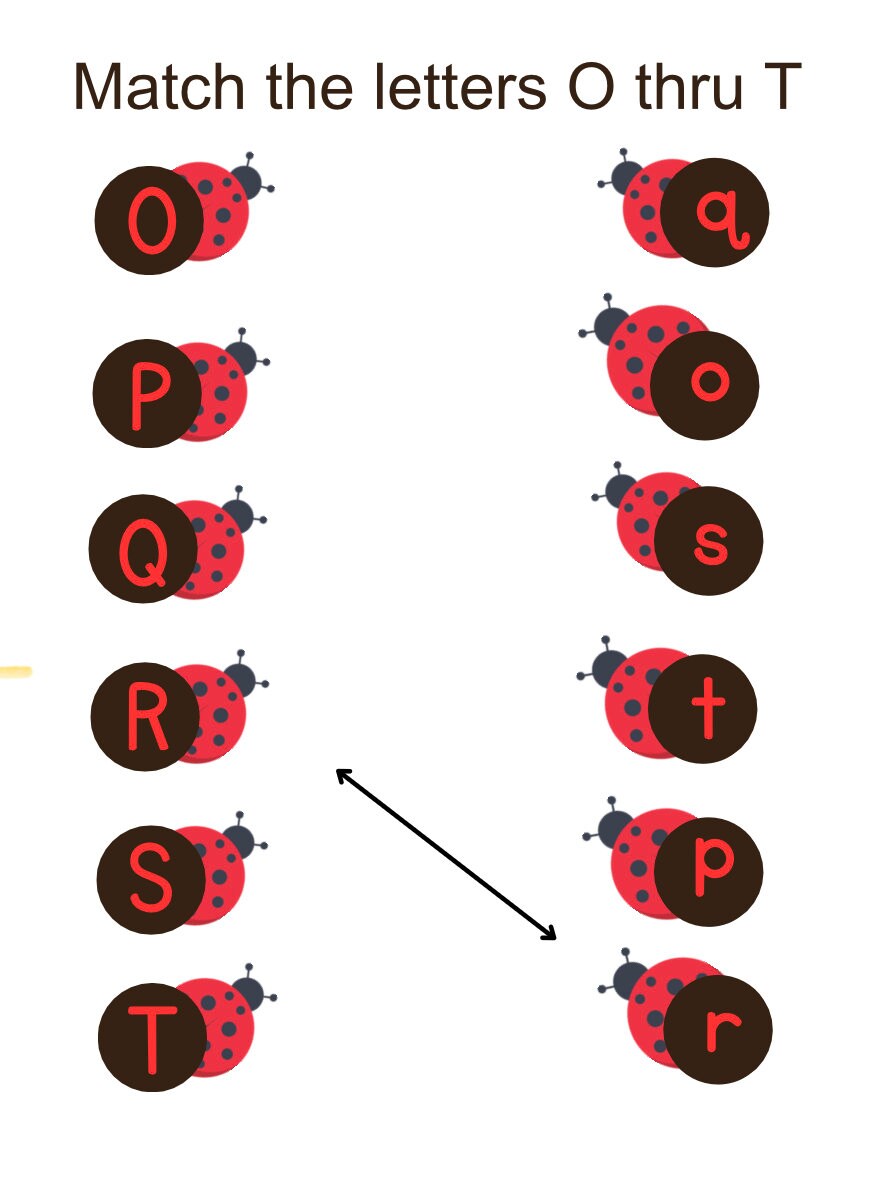 Ladybug Alphabet Match for Prek and Kindergarten, Age 3 to 5 Black and