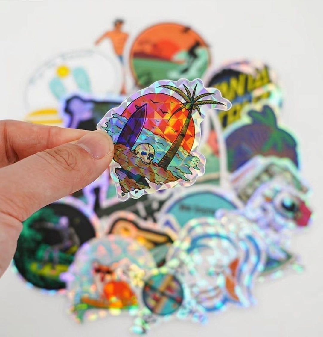 Henley Sticker Custom Holographic Stickers | White / Transparent Waterproof Die Cut ...