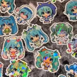Hatsune Miku Holographic Vinyl Stickers | Pixel Art Anime Set (Waterproof) image 7