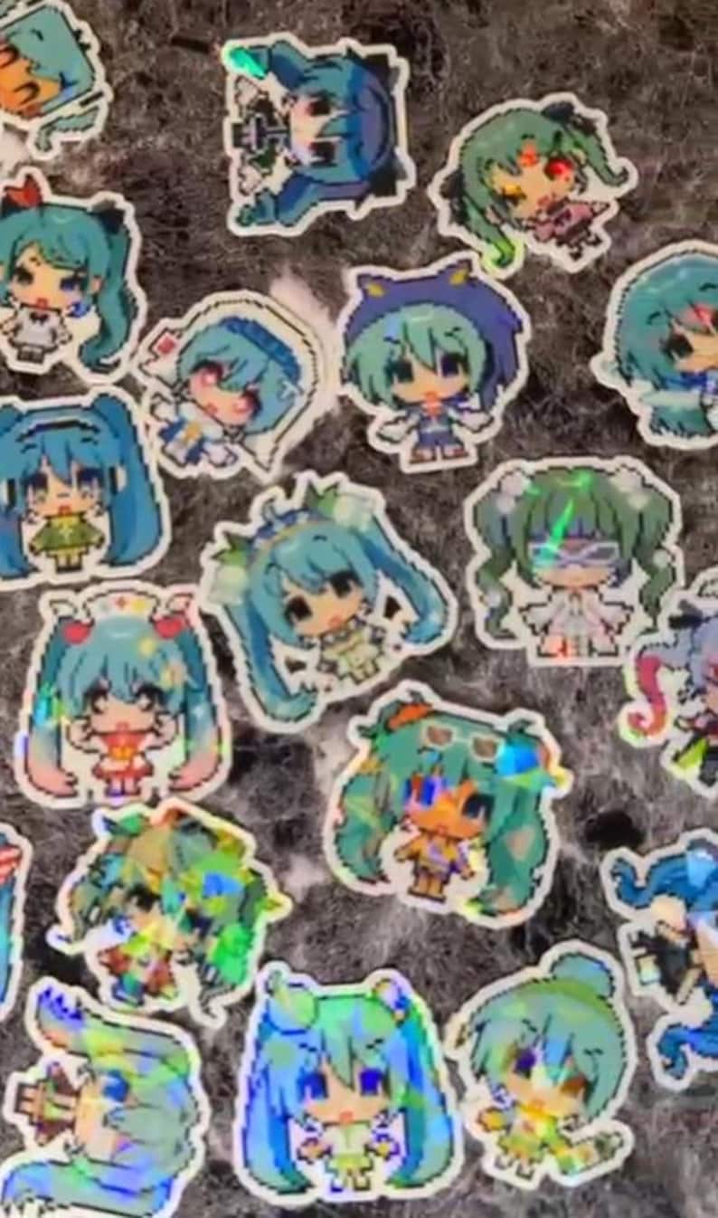 Hatsune Miku Holographic Vinyl Stickers | Pixel Art Anime Set (Waterproof) image 7
