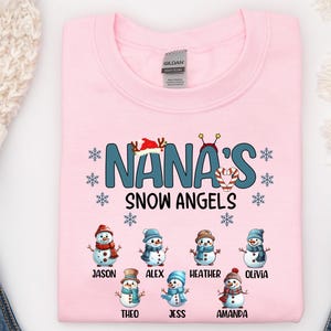 Personalized Christmas Grandma Sweatshirt, Custom Nana Grandkids Names Sweater, Customized Winter Snowman Shirt, Christmas gift for Nana