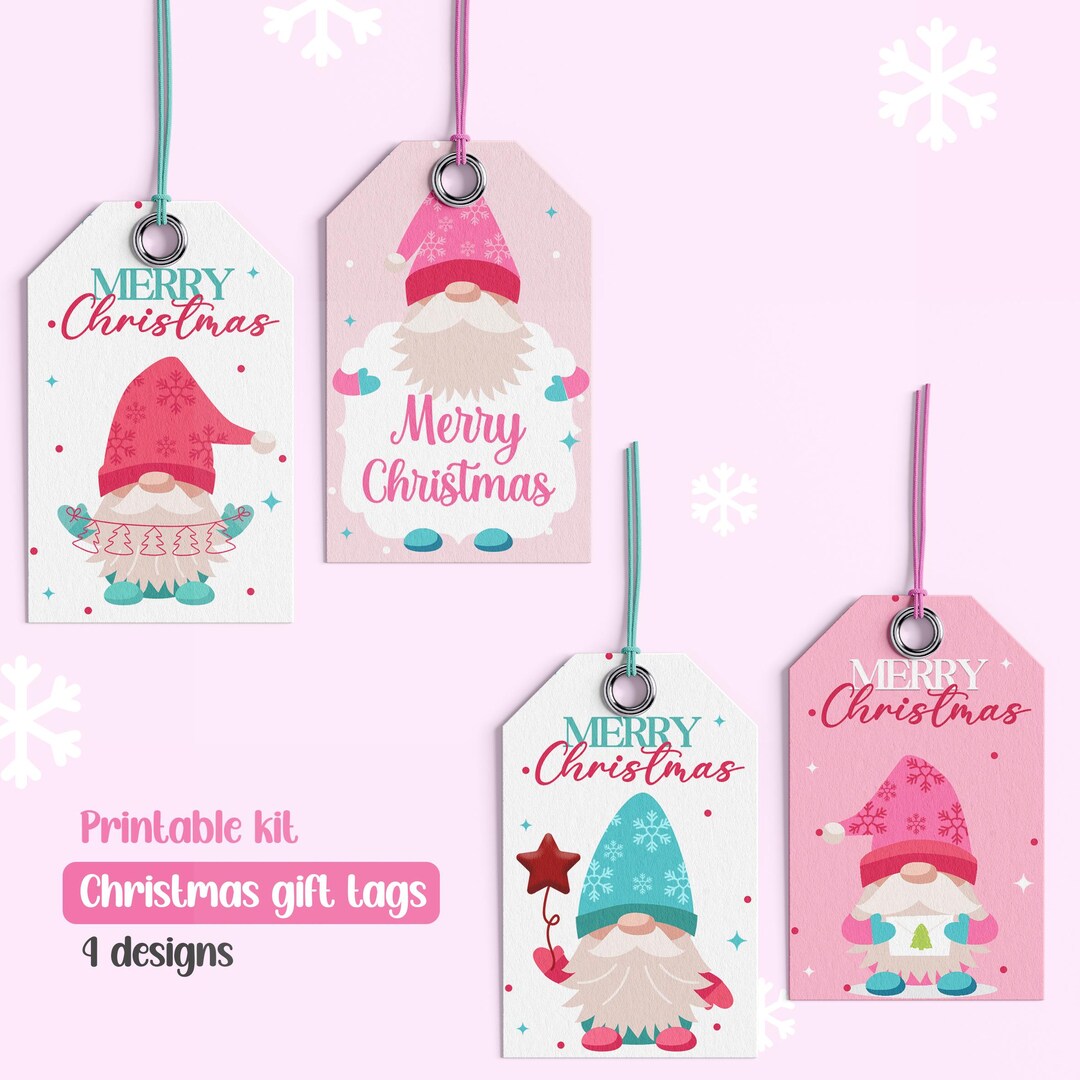 Merry Christmas Gift Tags Gnome, Printable Tag Set - Etsy