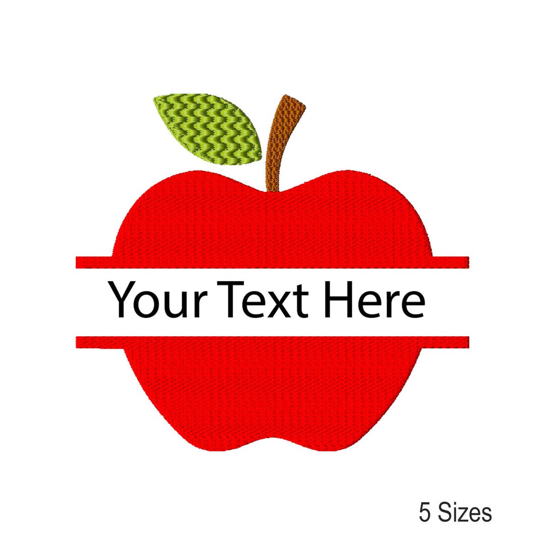 Teacher Apple Split Monogram Machine Embroidery Design: School Instant ...