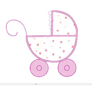 Baby Buggy Embroidery Design, Applique Embroidery Design, Baby Shower Embroidery Design, Machine Embroidery Design, Instant Download 5 sizes