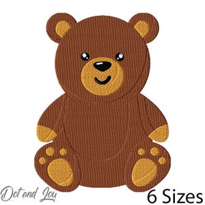 Sweet Retro Teddy Bear Machine Embroidery Design in 6 Sizes