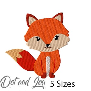 Baby Fox Embroidery Design, Animal Embroidery Design, Machine Embroidery Design, Instant Download 5 Sizes