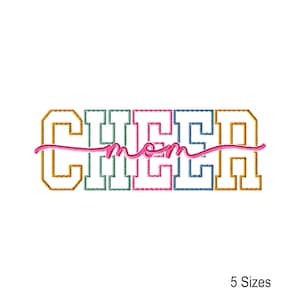 Cheer Mom Machine Embroidery Design: Sports Instant Download Embroidery Files (5 Sizes)