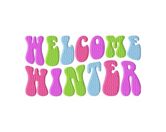 Welcome Winter Machine Embroidery Design: Word Art Instant Download Embroidery Files (5 Sizes).