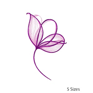 Line Art Flower Machine Embroidery Design: 5 Sizes, 9 Formats (Instant Download)