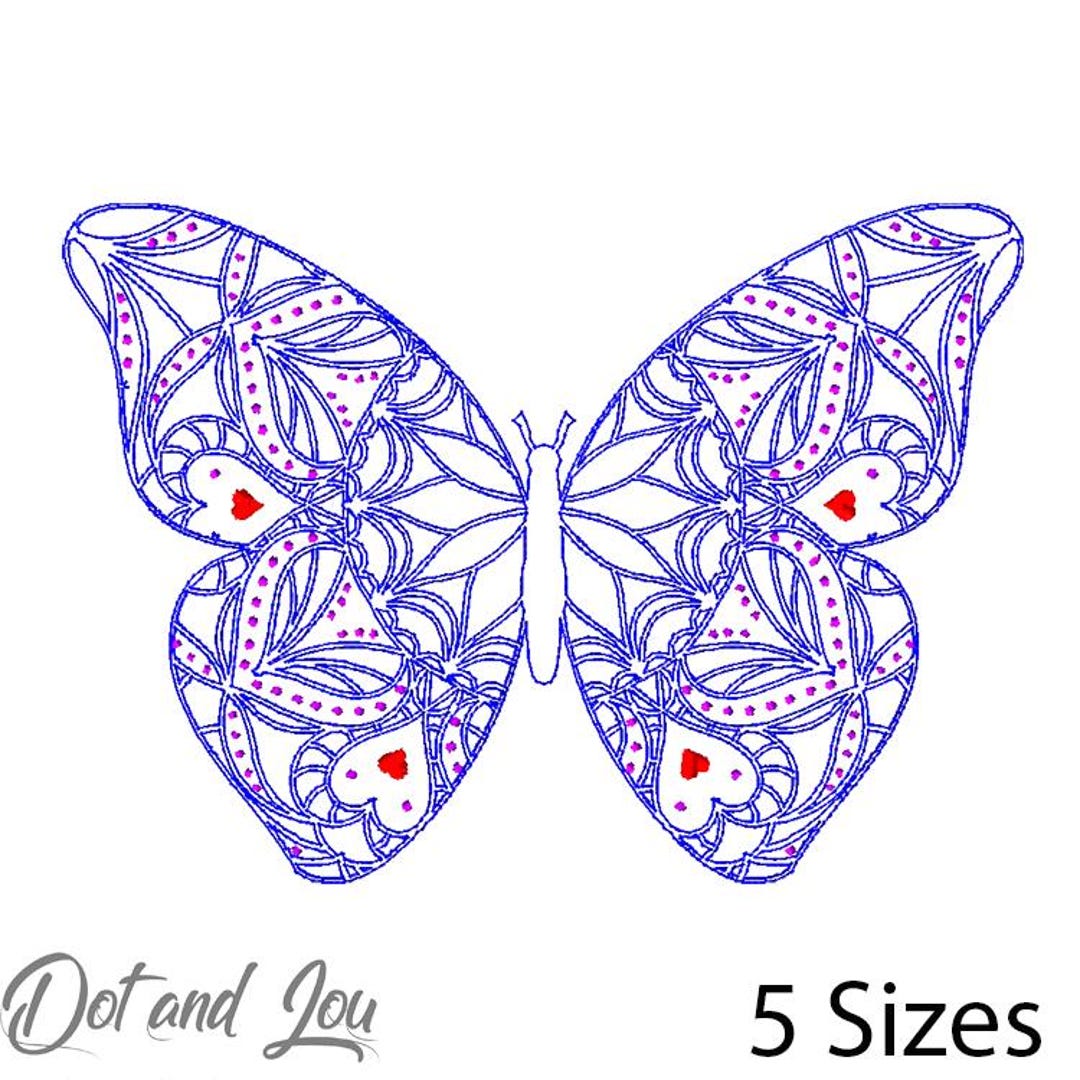 Line Art Butterfly Embroidery Design: Floral Machine Pattern (instant ...