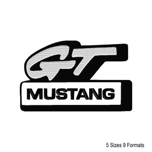 Ford Mustang GT Logo Machine Embroidery Design: Instant Download Files (5 Sizes).
