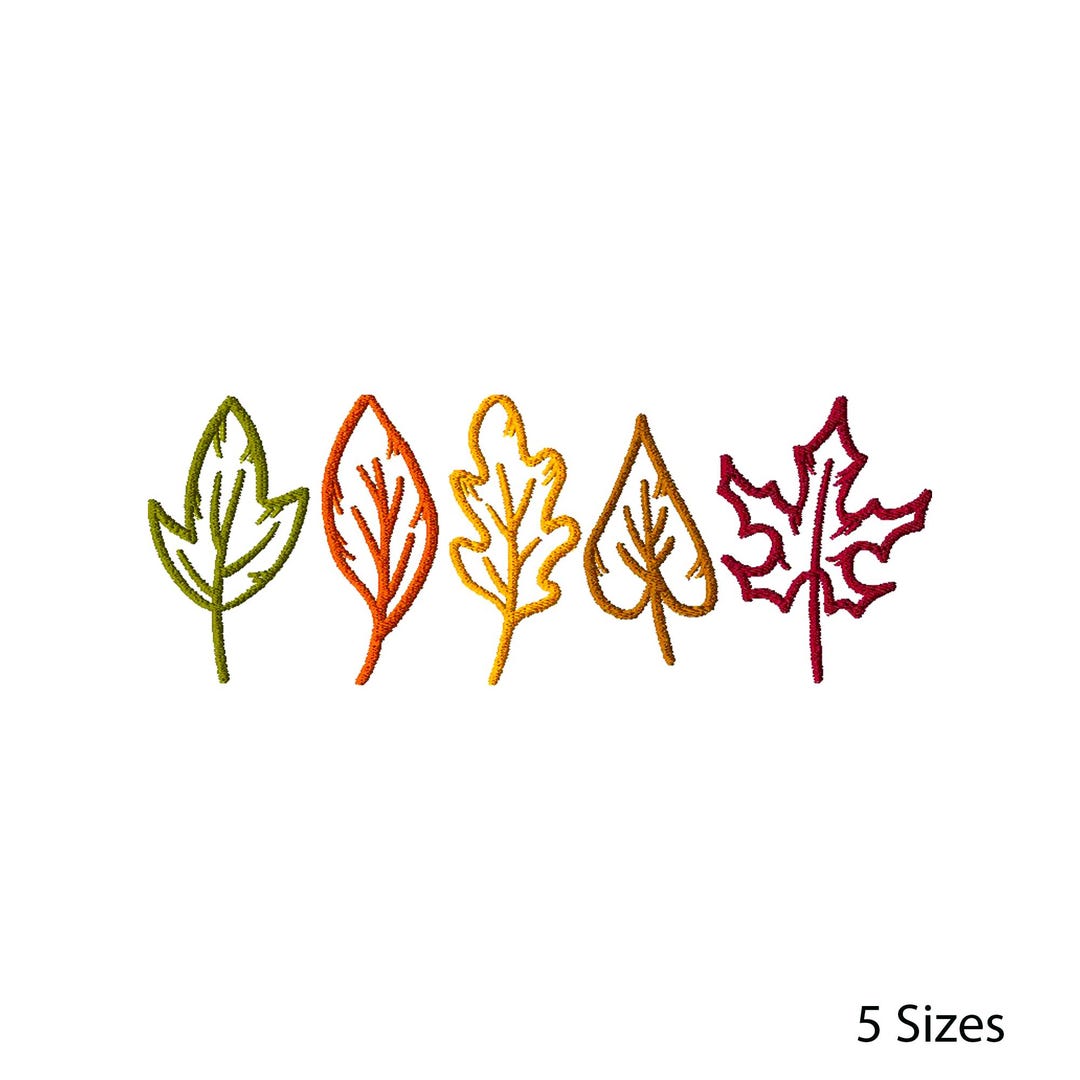 Fall Leaves Machine Embroidery Design: Instant Download Files in 5 ...