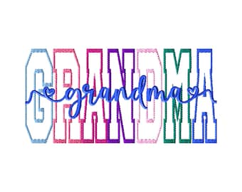 Grandma Word Art Machine Embroidery Design: Instant Download Embroidery Files (5 Sizes)