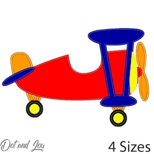 Retro Bi-Plane Applique Machine Haft Design w 4 Rozmiarach