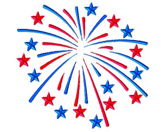 Fireworks Machine Embroidery Design, USA, July 4th (Instant Download)
