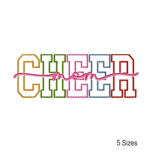 Cheer Mom Machine Embroidery Design: Sports Word Art Instant Download (5 Sizes).